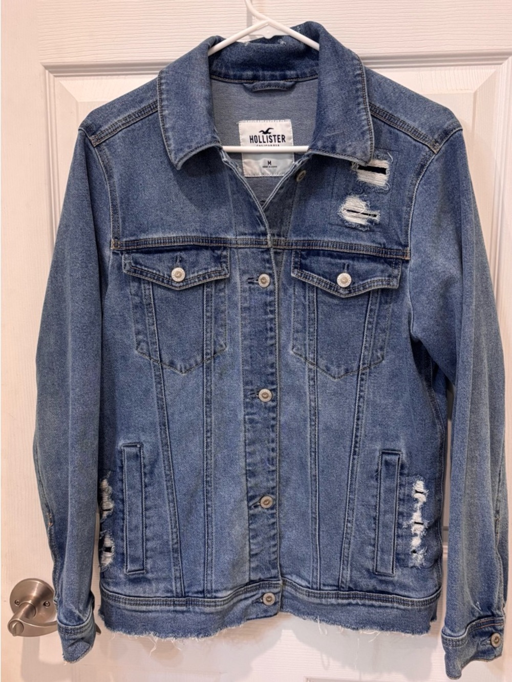 Hollister Distressed Blue Denim Jean Jacket